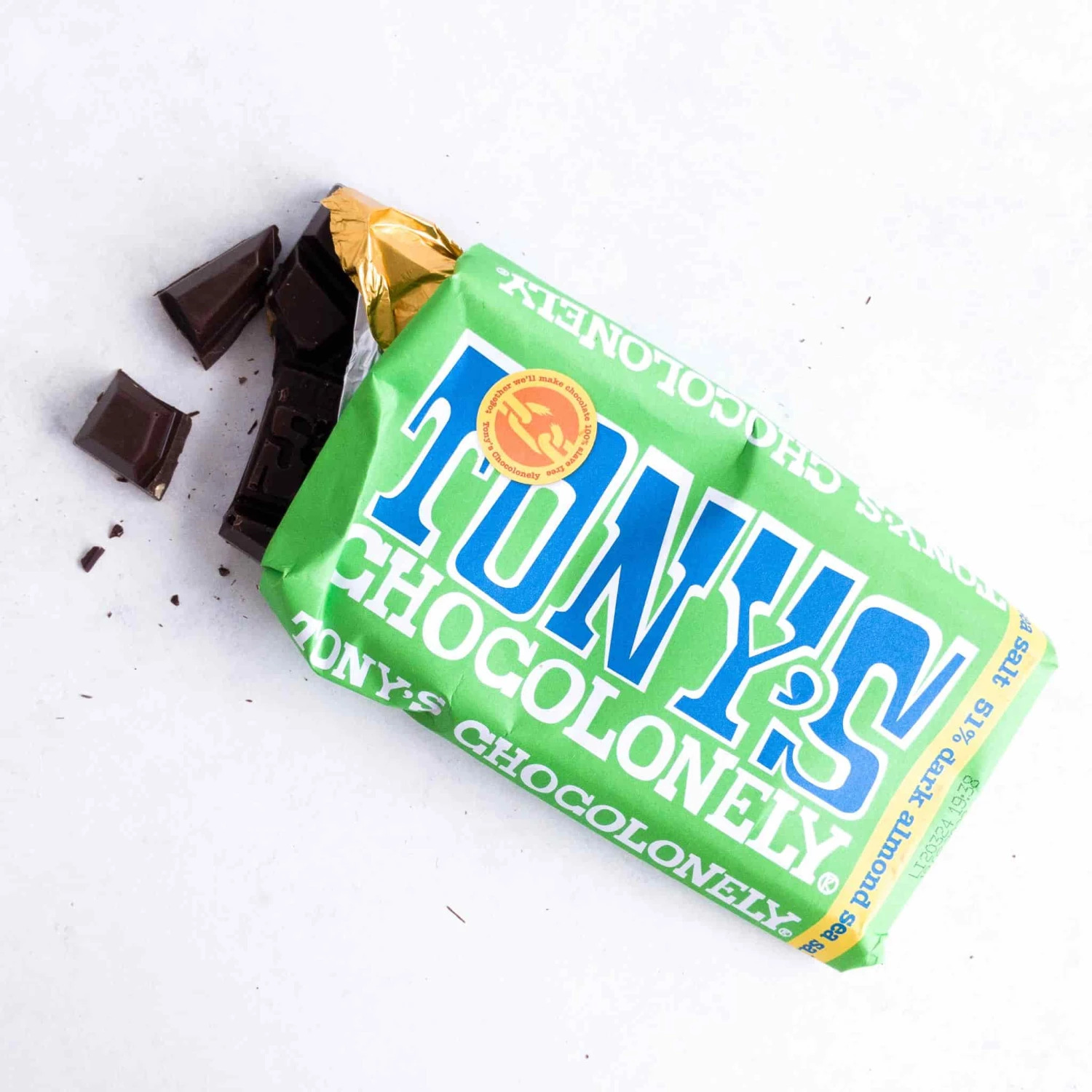 Tony's Chocolonely Dark Chocolate Almonds & Sea Salt 180g Ingredients